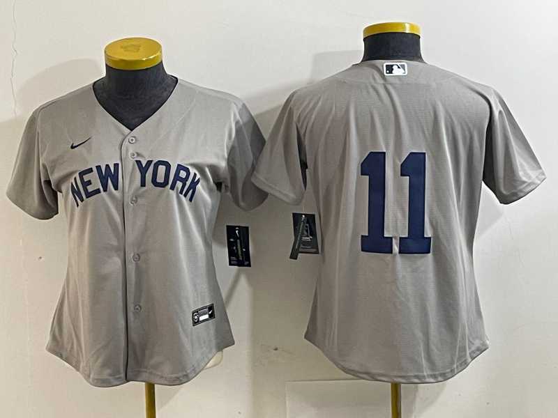 Womens New York Yankees #11 Anthony Volpe 2021 Grey Field of Dreams Cool Base Stitched Jersey